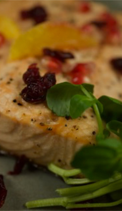 Roasted Wester Ross salmon with cranberries