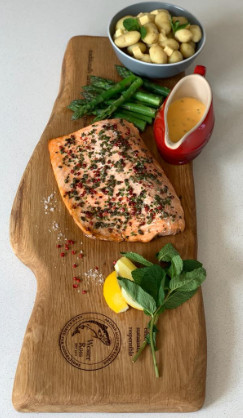 Roast Salmon with lemon, capers & pink peppercorns